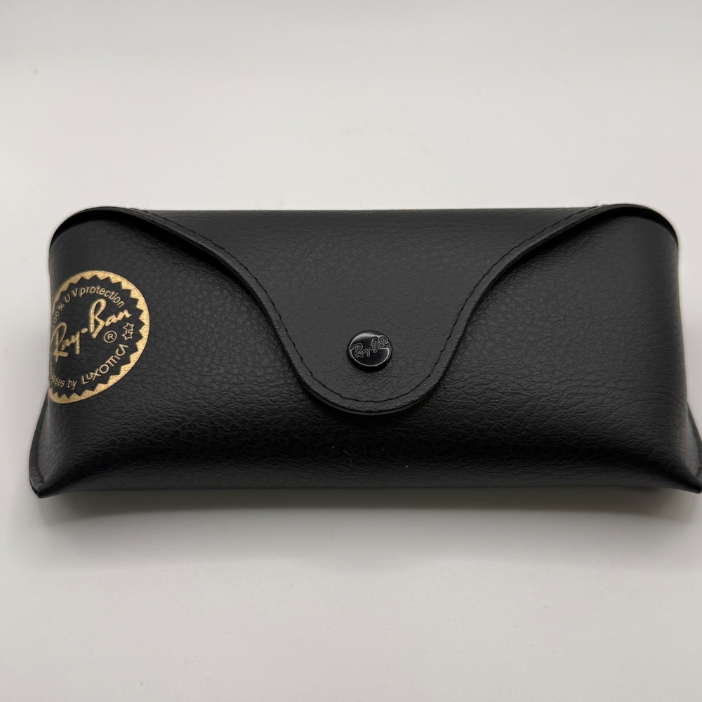 Ray-Ban Black Faux Leather Sunglasses Case Snap Closure Gold Logo Luxottica